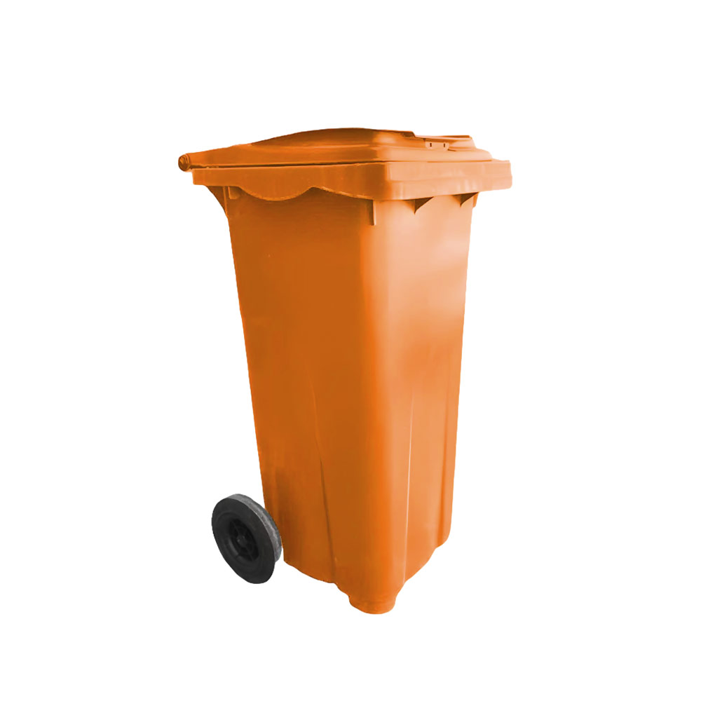 Бак мусорный 240 л (HDPE) на колесах (оранжевый) UNIPLAST TR