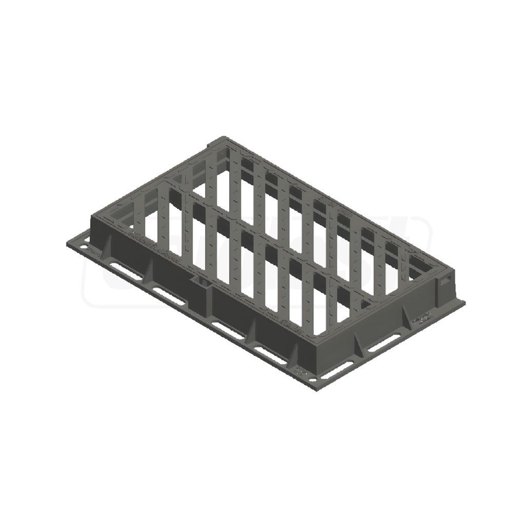 Gratar fonta canalizare 498x843x100 mm EN124 D400 (570x960x100 mm) 80 kg IS