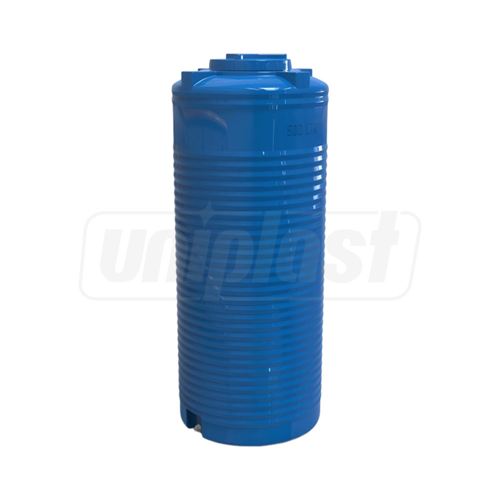 Rezervor apa 500 L vertical, ingust, oval (albastru) cu stut D. 1/2" 69x171 cm