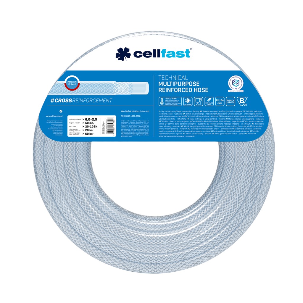 Furtun tehnic siliconat multifunctional armat PVC D. 6x2.5 20-670 / 20-102N  CELLFAST