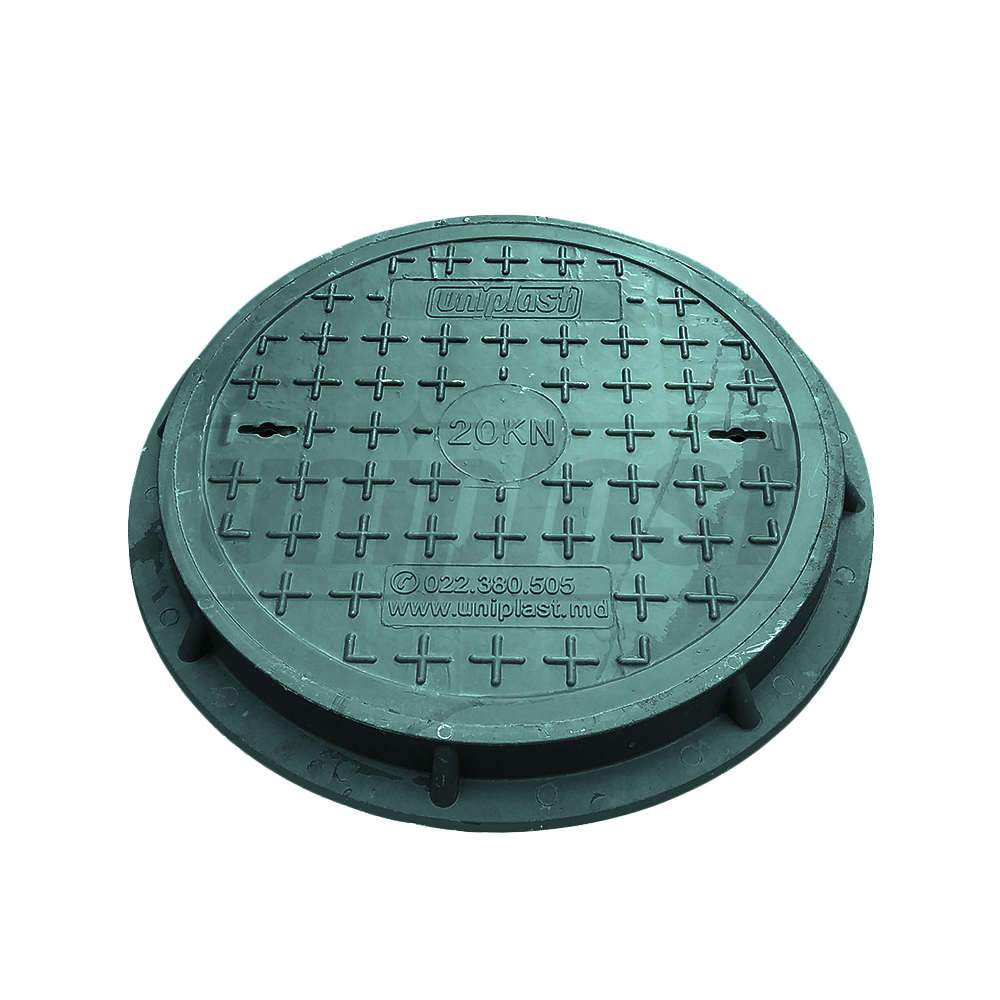 Capac canalizare cu rama D.500 / 2 t (verde) (pentru zone pietonale/gradina) (560x55 mm, 17 kg)