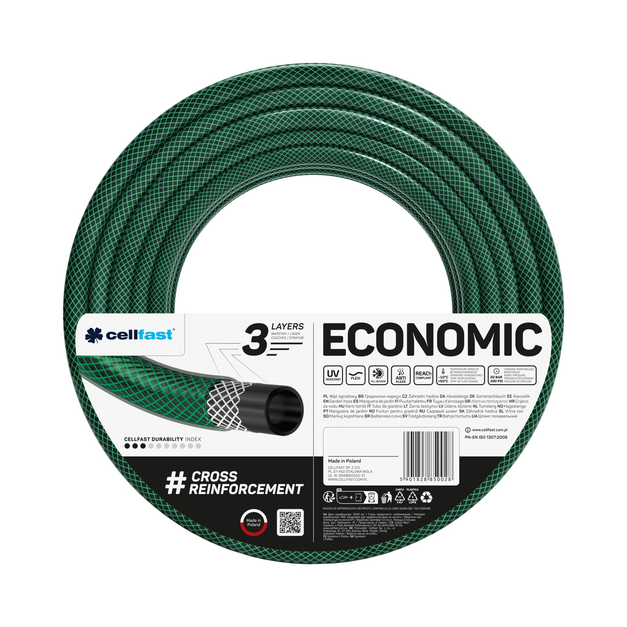 Шланг ECONOMIC D. 1" 20 bar поливочный 10-030  CELLFAST L=20 м
