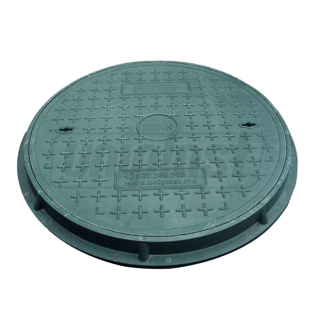 Capac canalizare cu rama D.700x30 / 2 t (verde) (pentru zone pietonale/gradina) (760x45 mm, 25 kg)