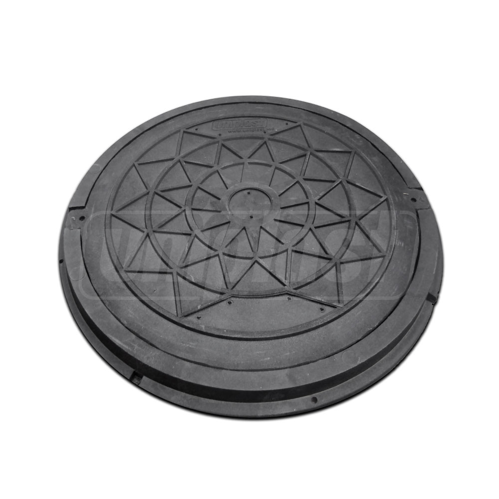 Capac cu rama compozit (nisip+polimer) D.630 (negru) (pentru gradina) 730x50 mm, 25 kg