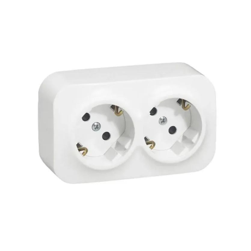 Priza exterioara 2 locuri cu pamintare 16A 250V (80/20 buc.)  MAKEL