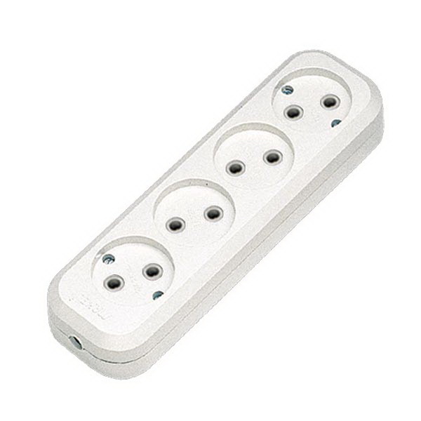 Розетка внешняя с 4 гнездами без заземления 10A 250V (120/20 шт.) (MGP141)  MAKEL