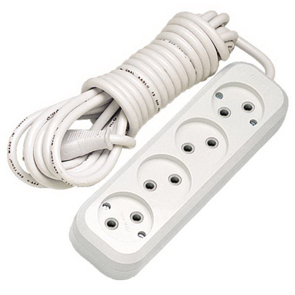 Удлинитель 4 входа, без заземления 5м 10A 250V (48/24 шт.)  MAKEL