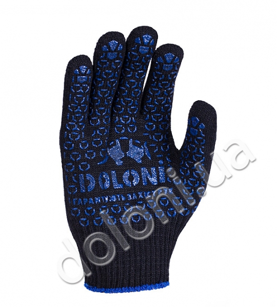 Manusi protectie bumbac (negre cu desen albastru PVC) 667