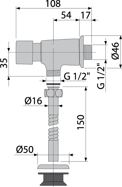 Ventil amestec pentru pisoar (8 sec.) ATS001 (3813)  ALCAPLAST