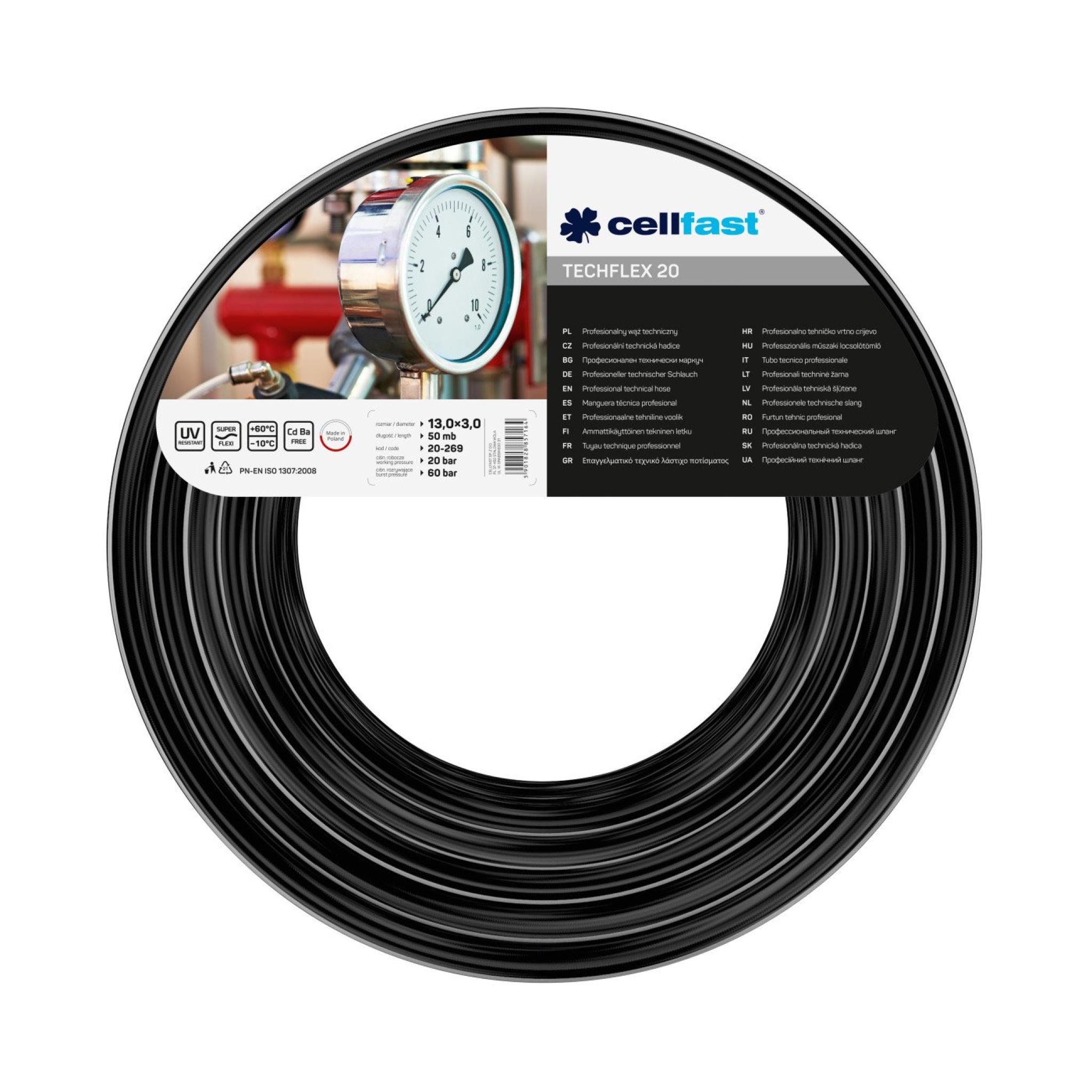 Furtun tehnic TECHFLEX D.13x3 PN20 (negru)  CELLFAST