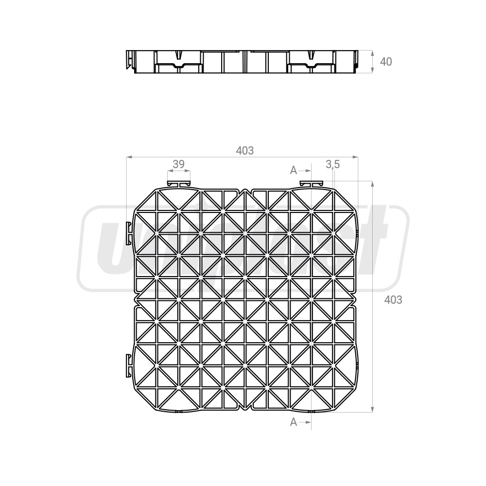 Pavaj ecologic A15 (gratar PE pentru protectia gazonului) 39.5x39.5 cm H=40 mm verde  SAB