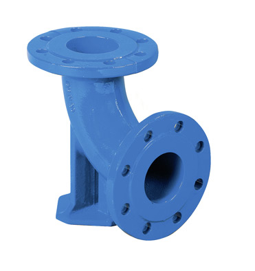 Cot cu talpa fonta pentru hidrant D.100 x 90° PN10/16 (L=180/360 mm) (8 gauri)  BOHAMET