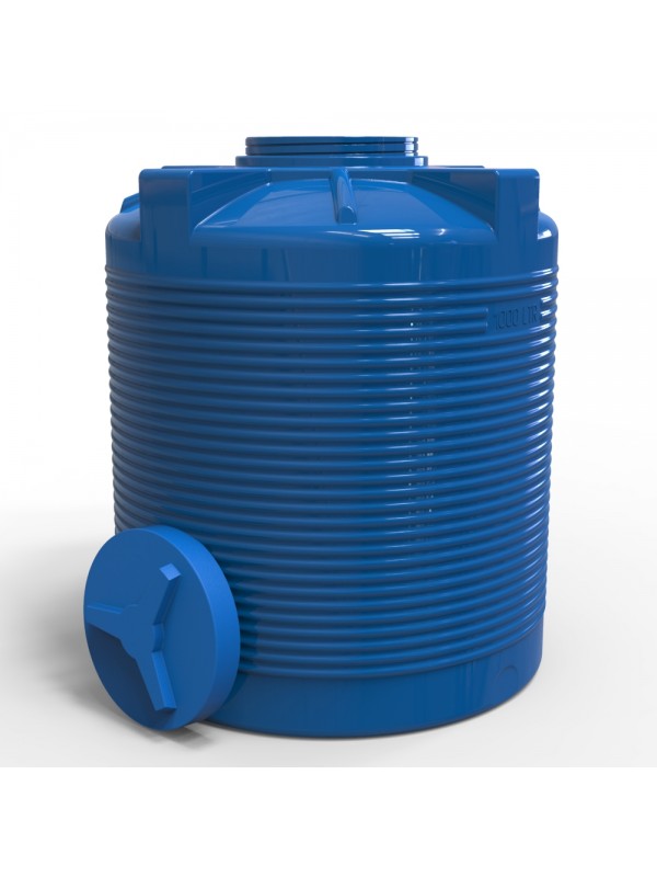 Rezervor apa 1000 L vertical, oval (albastru) cu stut D. 1/2" 110x130 cm (112x132 cm)