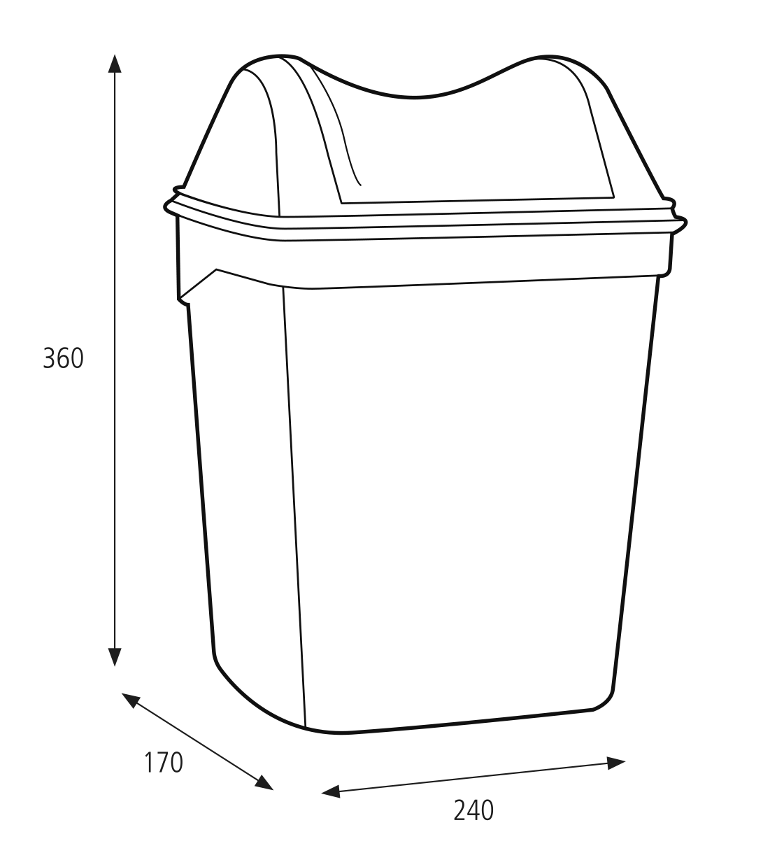 Coș gunoi fixare pe perete cu capac rotabil 8 L - 92223
