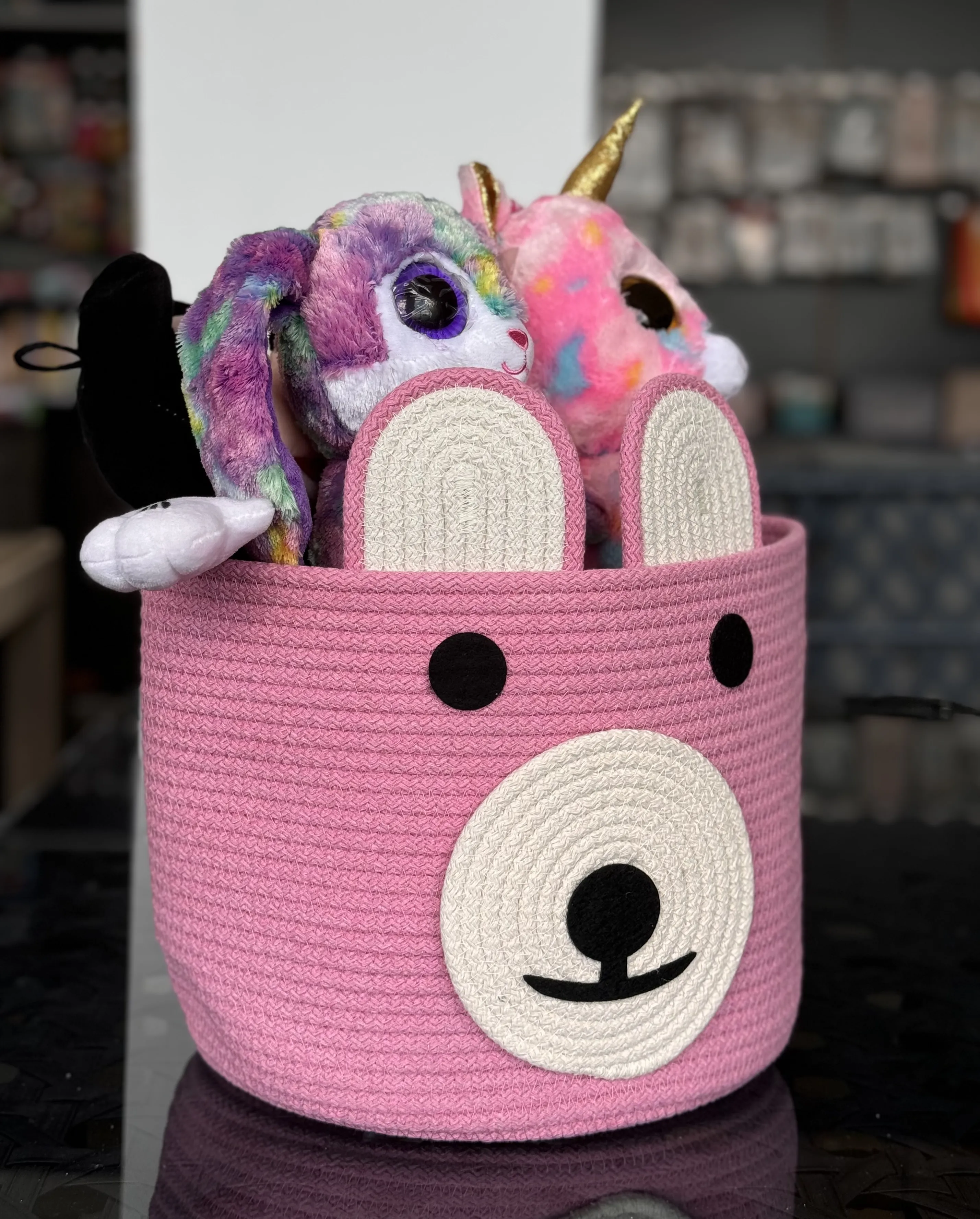 Coș oval din bumbac Teddy Bear 25x23 cm