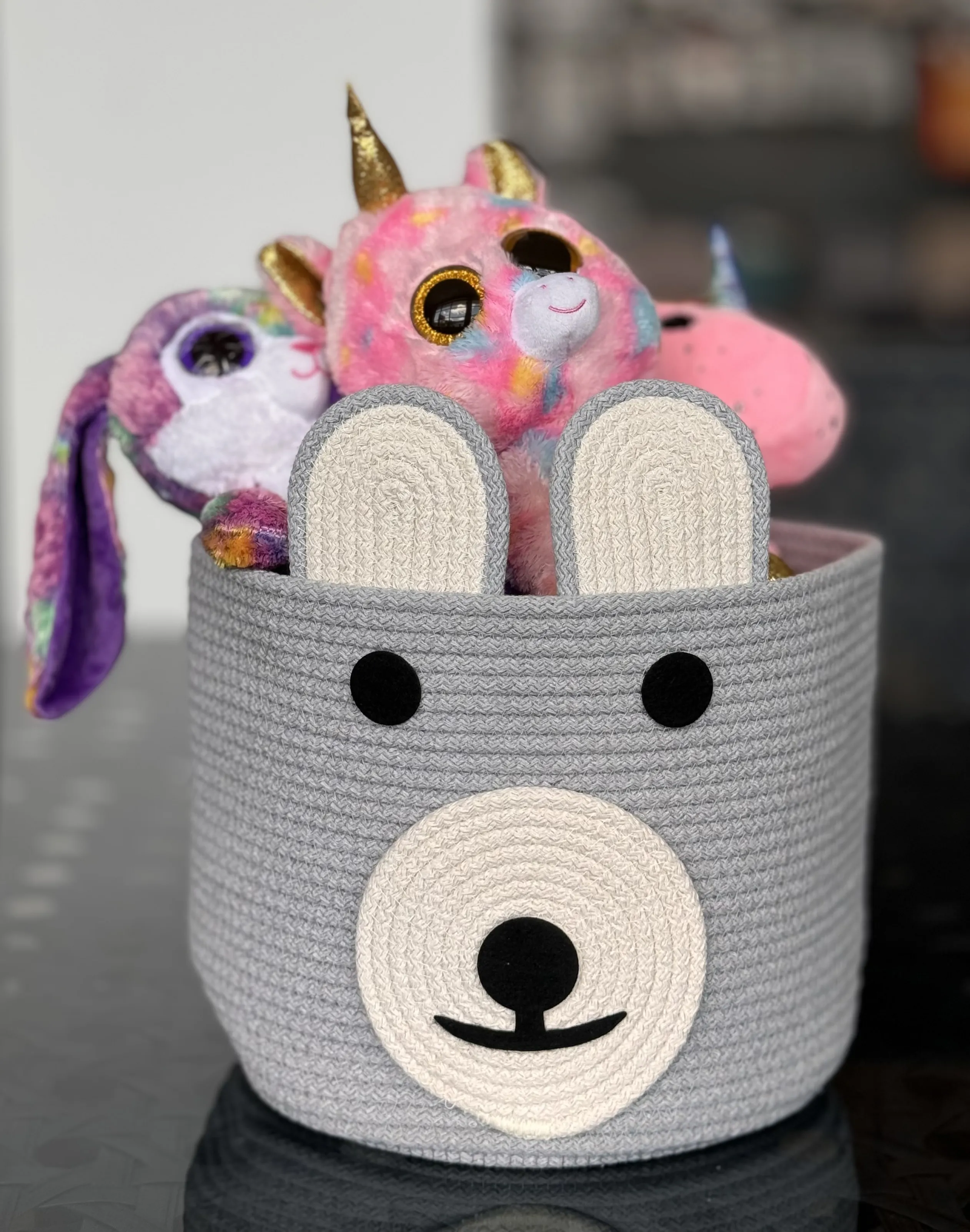 Coș oval din bumbac Teddy Bear 25x23 cm