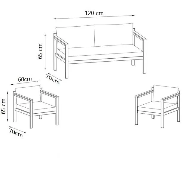 Set de mobilier de grădină MODERN 3 piese