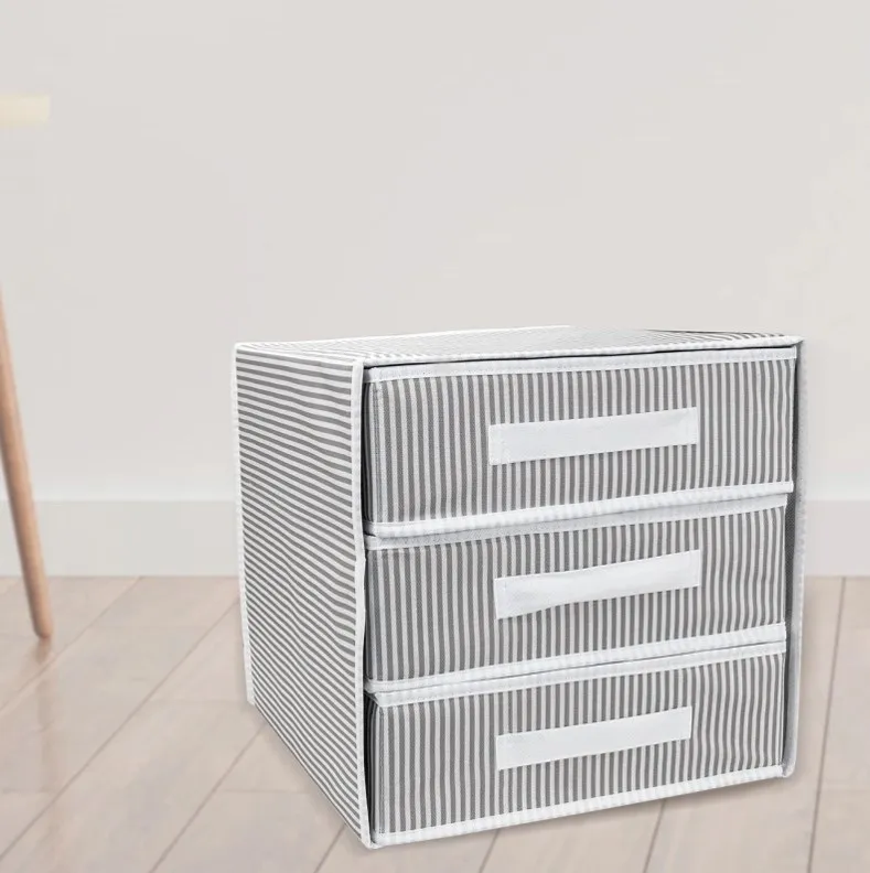 Складной ящик для хранения с 3 выдвижными ящиками 32x32x32 см