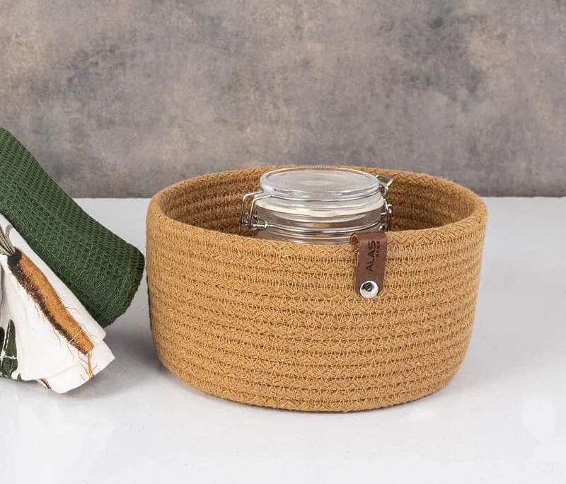 Coș oval decorativ din bumbac 30x21x10 cm