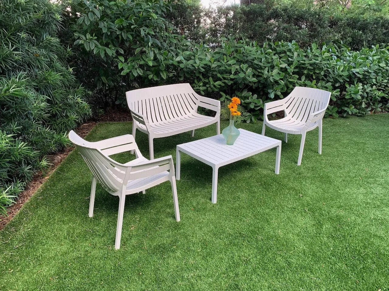 Set de mobilier de grădină HILTON 4 piese Alb