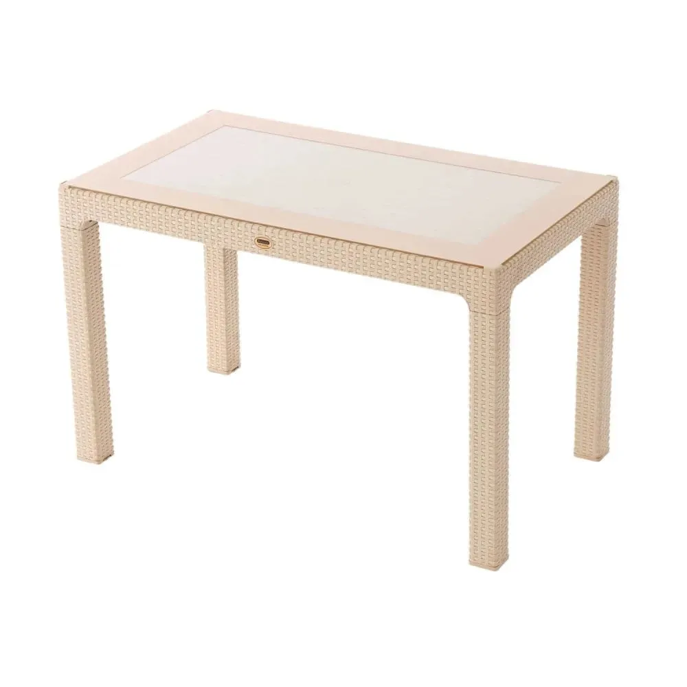 Masă din plastic cu sticlă 90x150 Cappuccino