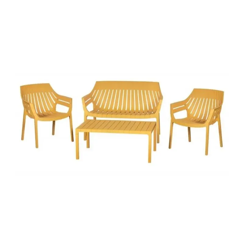 Set de mobilier de grădină HILTON 4 piese Galben
