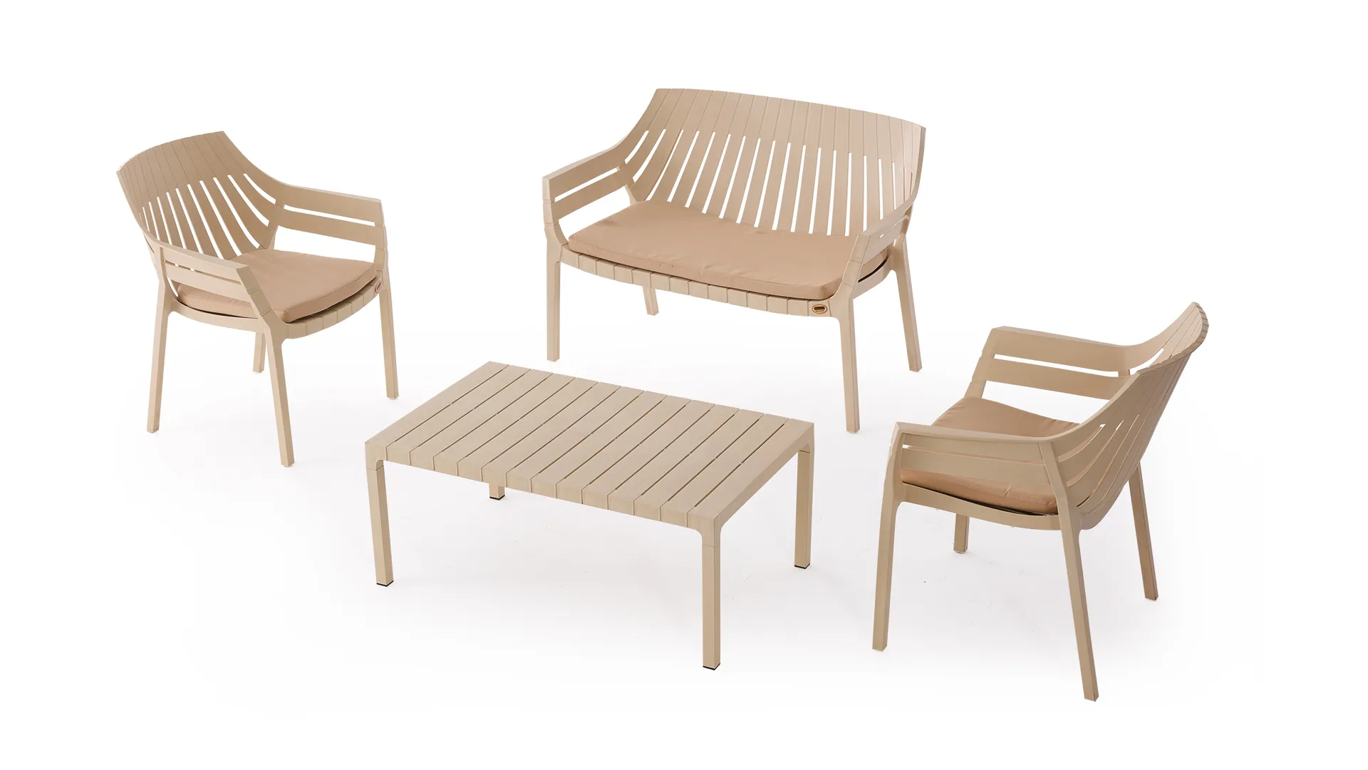 Set de mobilier de grădină HILTON 4 piese Cappuccino