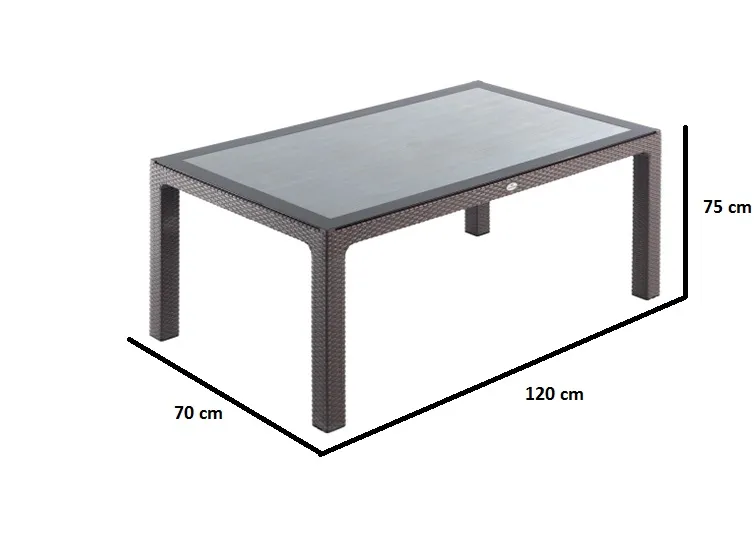 Пластиковый стол со стеклом 70х120 Коричневый