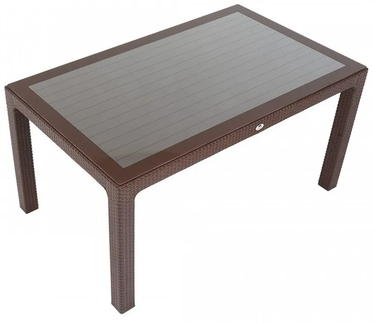 Masă din plastic cu sticlă 70x120 Maro
