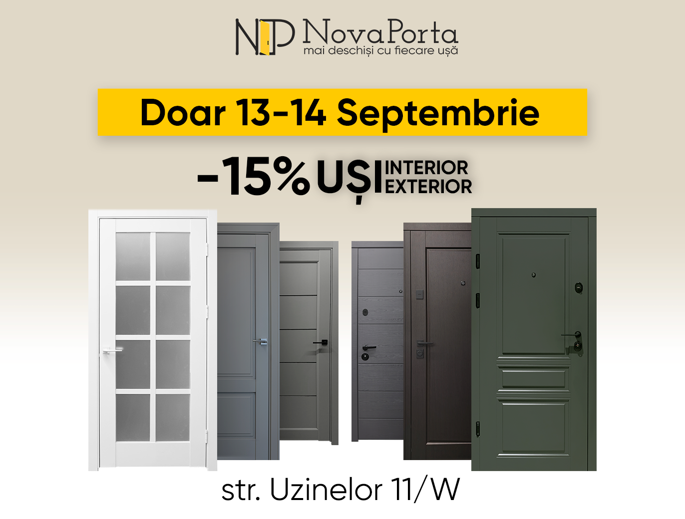 Reduceri -15% la Nova Porta Uzinelor 11/W