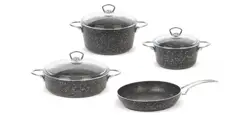 Set cu mâner de oțel 7buc, cratițe 20,24,26 cm, tigaie 26 cm, granit