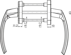 Mâner dublu (interior-exterior) pentru balcon asimmetric